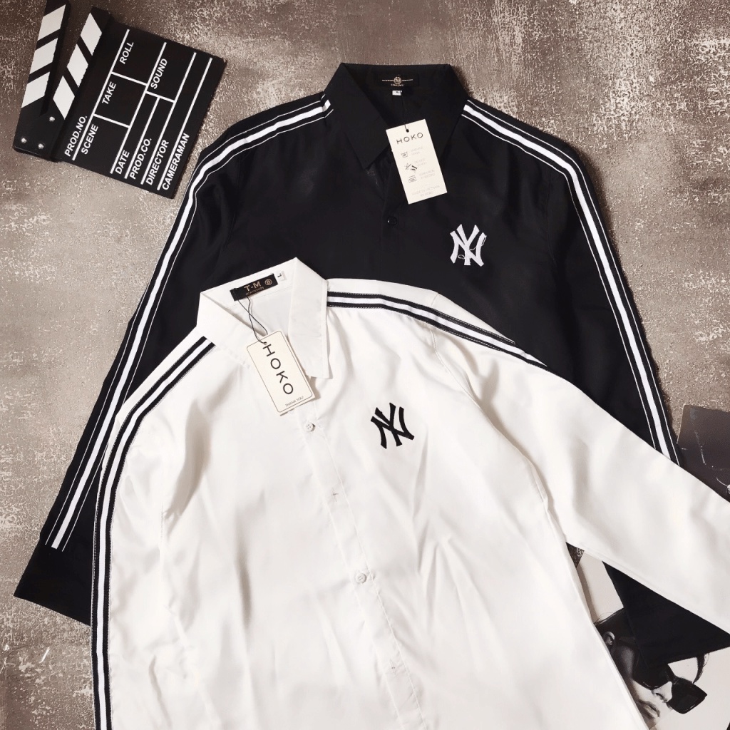 [FREE SHIP] ÁO SƠ MI NAM TRẮNG- ĐEN PHỐI SỌC TAY CHẤT KATE LỤA LỊCH LÃM NI