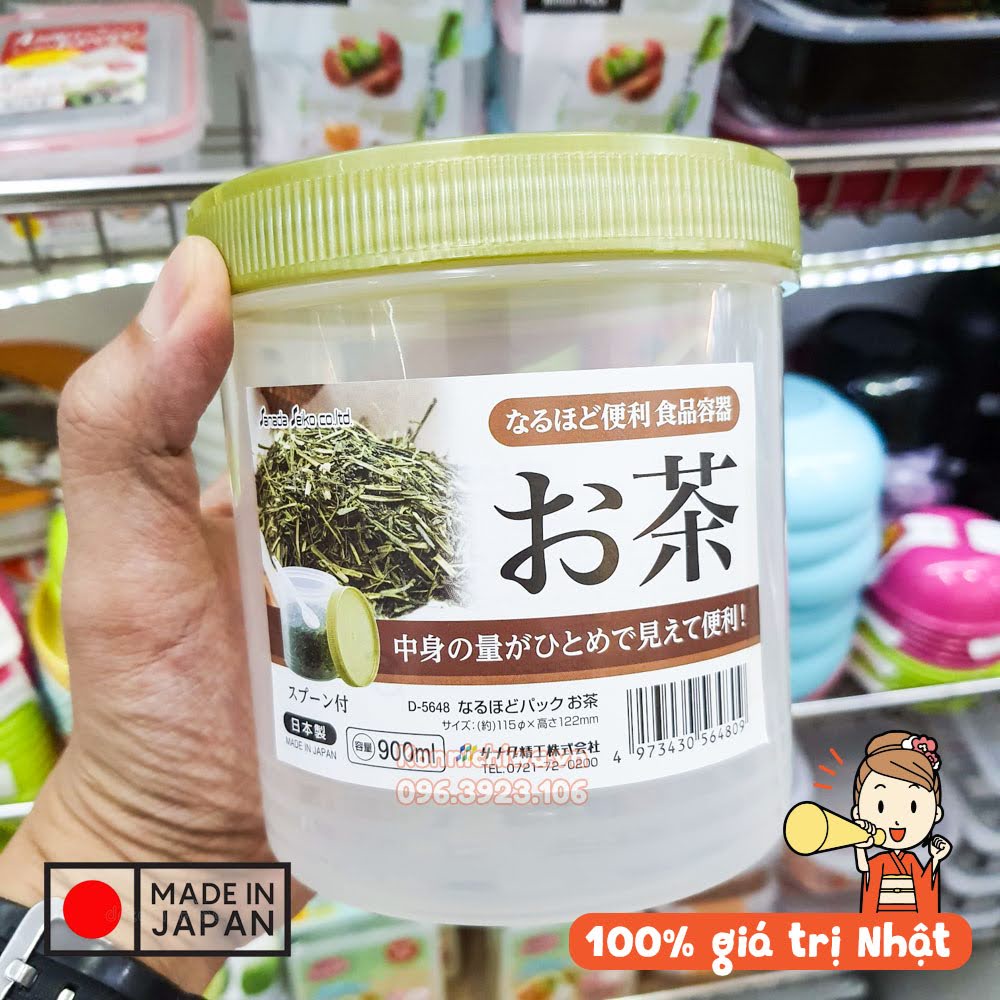 Hộp nhựa đựng trà, đồ khô Nhật(kèm thìa đong trà) SANADA Seko 900ml, 1000ml, 1800ml| Hàng nội địa Nhật