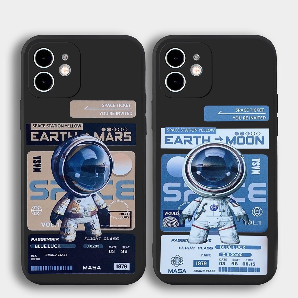 Ốp lưng iPhone Phi hành gia Nasa cạnh viền vuông silicon mềm dẻo cho iphone 6/6s/7/8/X/XS/XR/11/12/13 Pro Plus Max