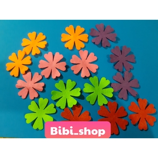 1 túi 30 cái hoa nỉ 6 cánh hình trái tim trang trí mầm non 5cm hoa nỉ dập sẵn