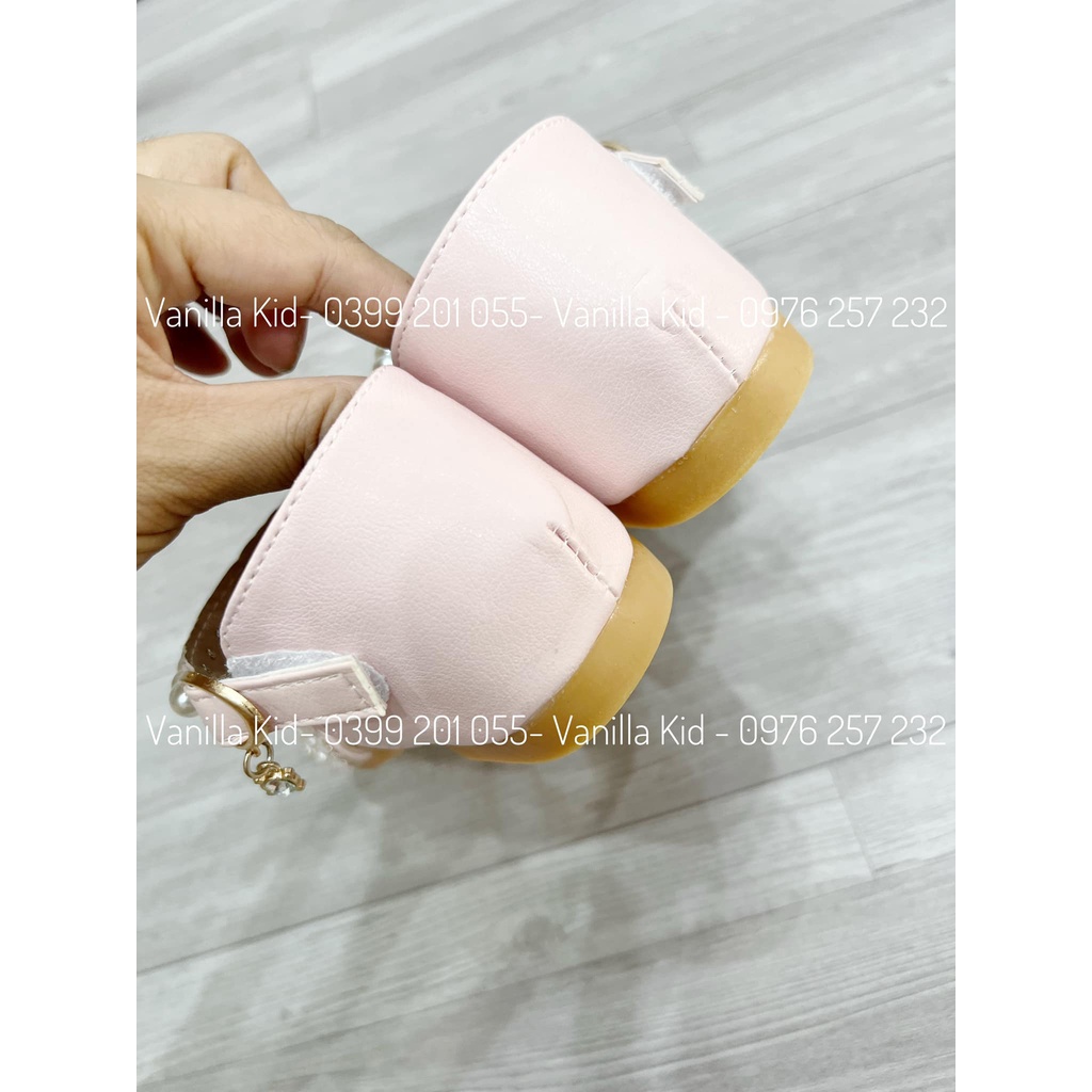 Sandal nơ đính đá ngọc trai bé gái