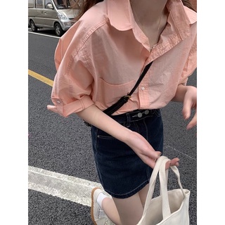 Áo sơ mi màu kẹo tay có nút cài