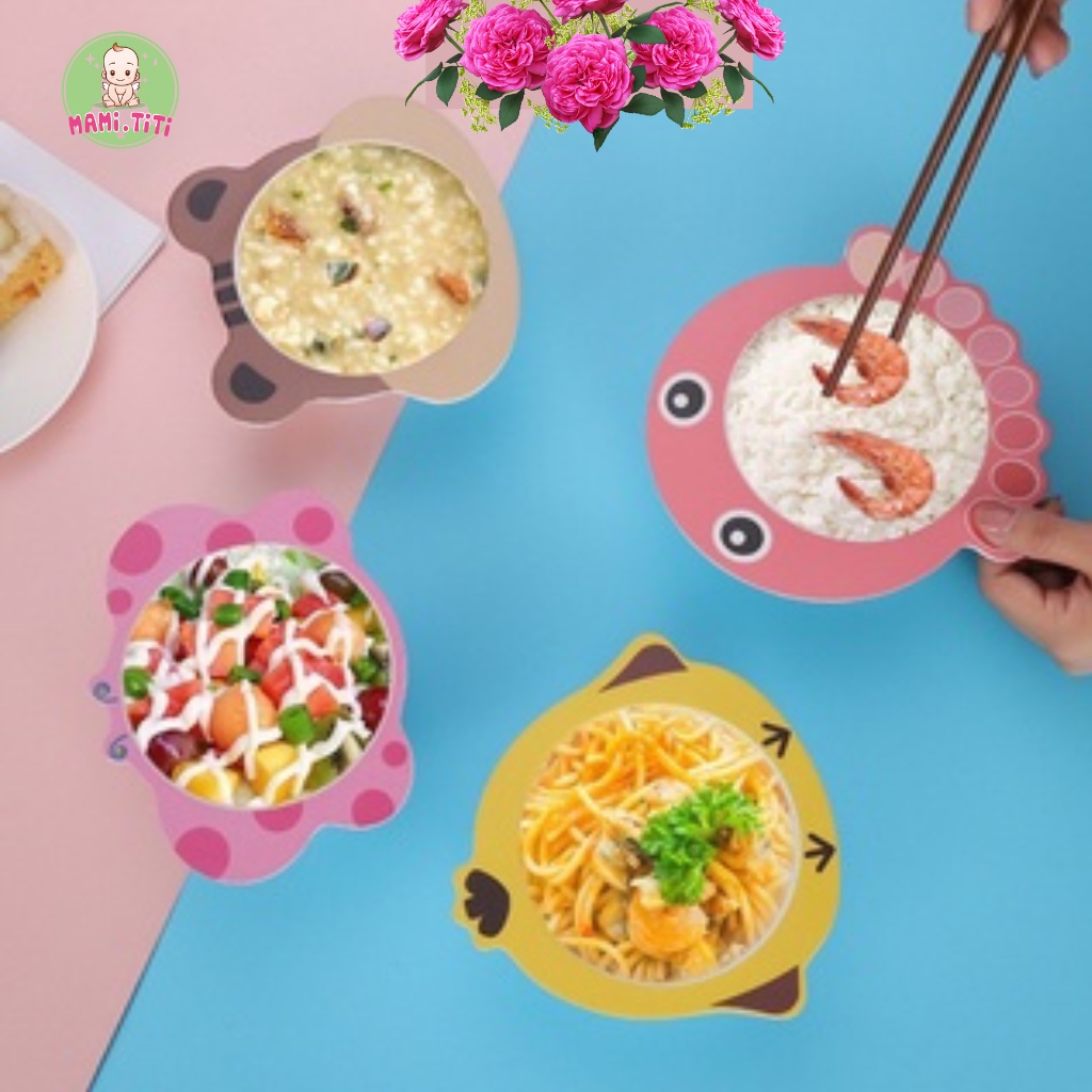 Bát ăn dặm, bát cho bé ăn dặm hình thú chất liệu sợi tre
