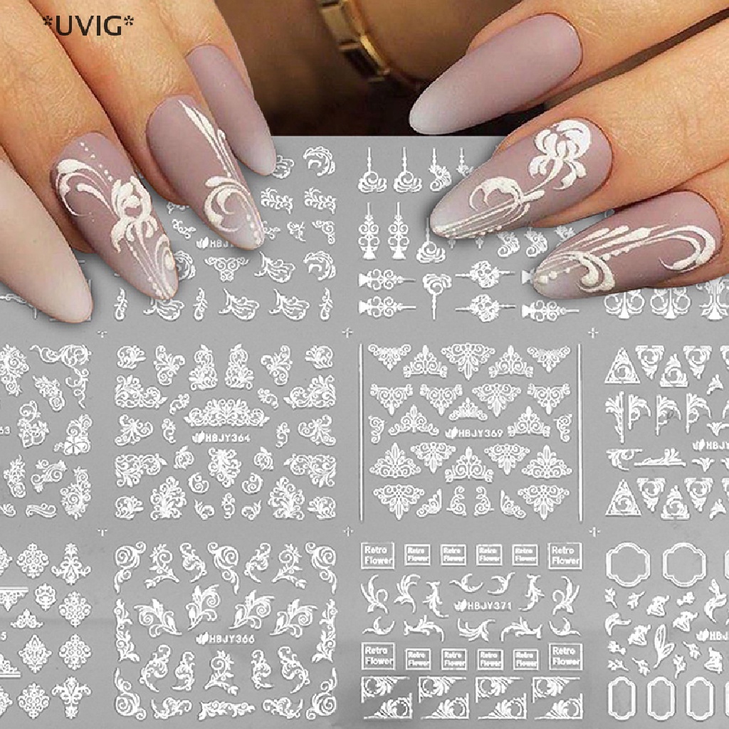 [[UVIG]] 3D Nail Stickers Gold Flower Leaf Lace Design manicure decals butterfly Nail Art [Hot Sell]