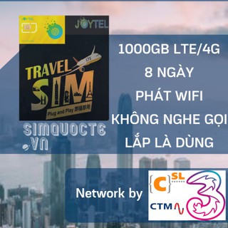 Sim du lịch hongkong - macao 1000gb tốc độ cao 4g 8 ngày