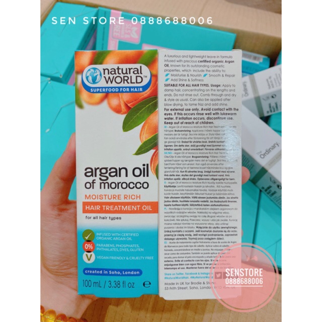 DẦU DƯỠNG TÓC NATURAL WORLD ARGAN OIL OF MOROCCO MOISTURE RICH