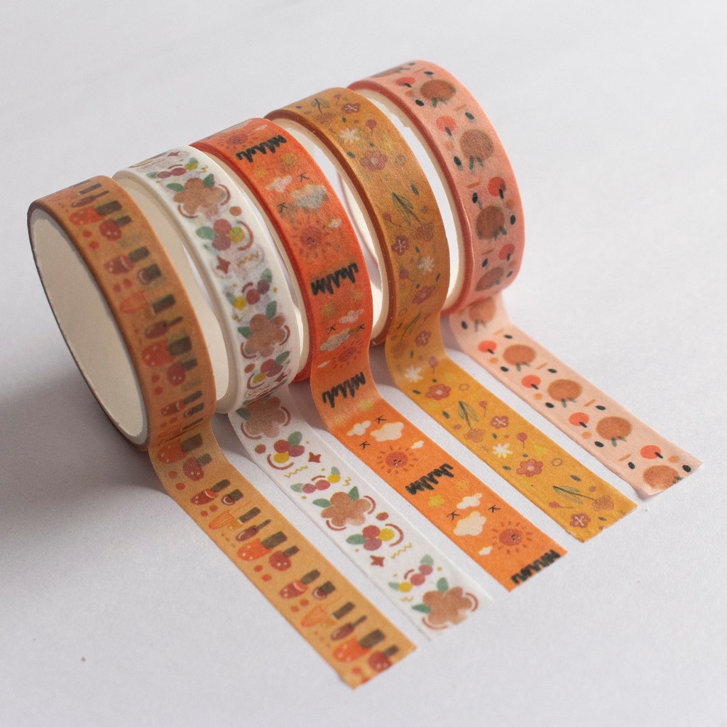 [Size 10mm*2m] Set 5 cuộn băng keo trang trí paper washi tape phong cách Hàn Quốc