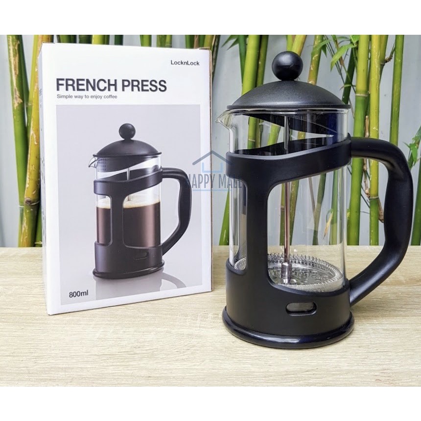 Bình pha cà phê Pháp Lock&amp;Lock French Press bình pha trà dung tích 800ml LLG018- Chính hãng bảo hành 12 tháng