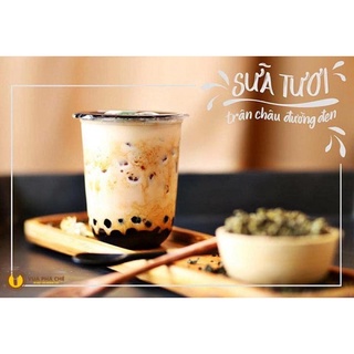 Nước sốt đường đen làm sữa tươi, trân châu
