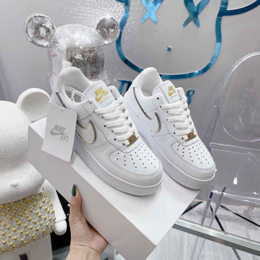 Giày Air Force 1 ESS Metallic Gold, AF1 viền vàng gold nam nữ bản mới nhất