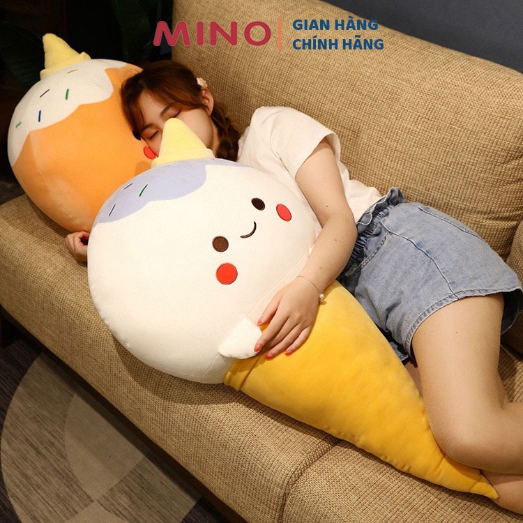 [Mã LT50 giảm 50k đơn 250k] Gối ôm gấu bông Kem Doll đội nón dễ thương cao cấp 50cm Mino TH58