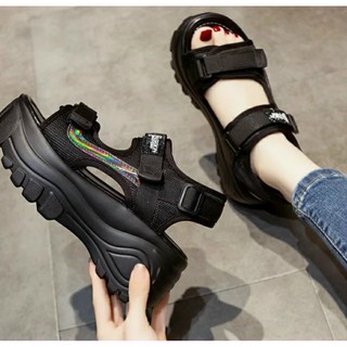 Sandal ulzzang đế độn 6p tăng chiều cao viền óng ánh_sẵn hàng