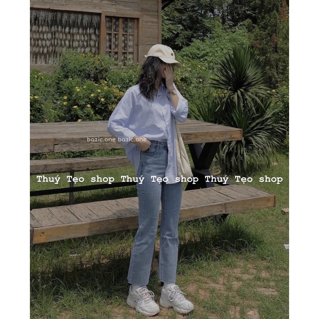 Áo sơ mi kẻ dài tay thêu logo - Áo sơ mi kẻ xinh xắn | BigBuy360 - bigbuy360.vn