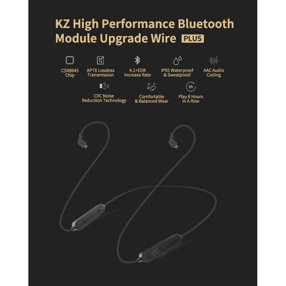 Cáp tai nghe Bluetooth KZ nâng cấp dành cho KZ ZS6 ZS10 ZSR ES4