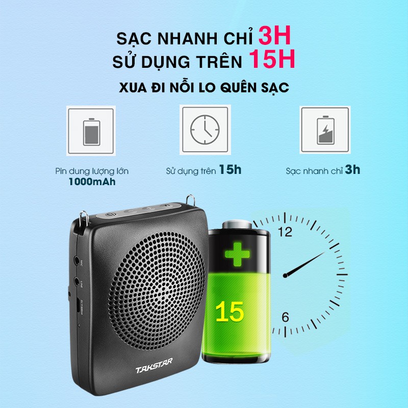 [CHÍNH HÃNG] Takstar E128 Loa mic Máy trợ giảng cao cấp có dây, Bluetooth, Giáo viên, hướng dẫn viên, Bảo hành 1 năm