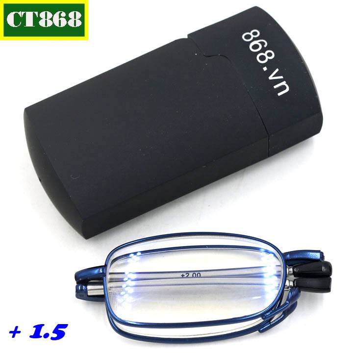Kính gập 868 màu xanh tròng lão 1.5 độ - Kính lão gọng xếp phù hợp cho nam và nữ
