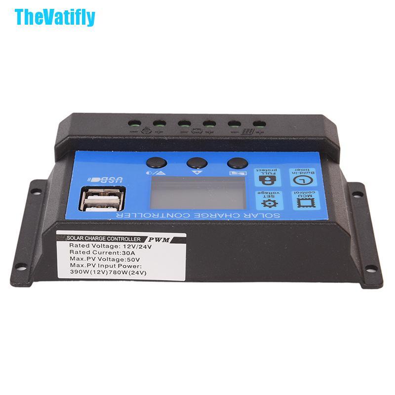 Thiết Bị Sạc Pin Năng Lượng Mặt Trời 12v / 24v 30a Pwm Lcd