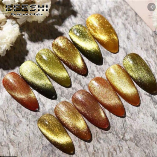 Sơn gel mắt mèo kim cương Huaxi 9D chính hãng màu vàng, trắng - beeshi shop nail