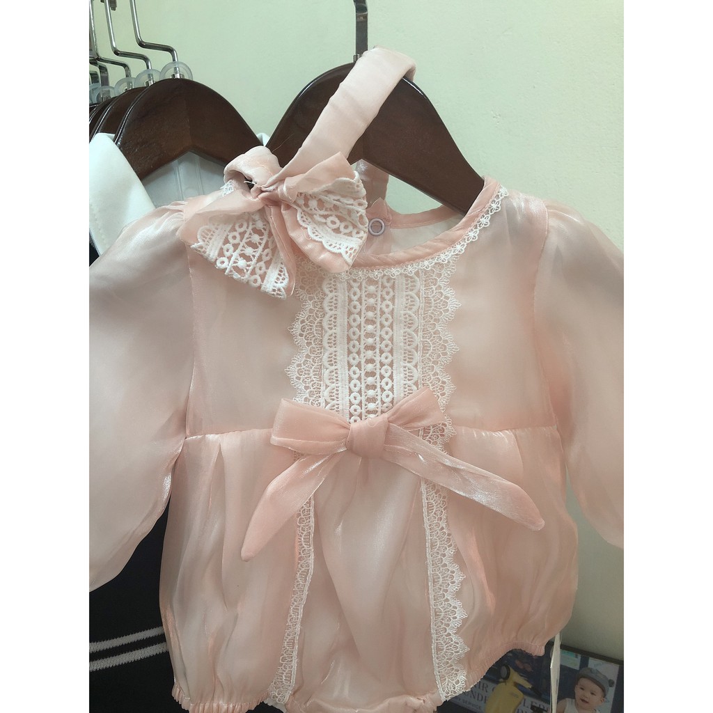 Body công chúa NƠ NGỰC dài tay tam giác cho bé 3-13kg - Có ảnh thật - Shubishop.vn