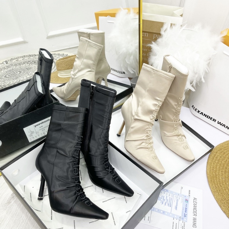 Bốt boot alex wang lụa gót nhonn spsl fullbox bill túi giấy