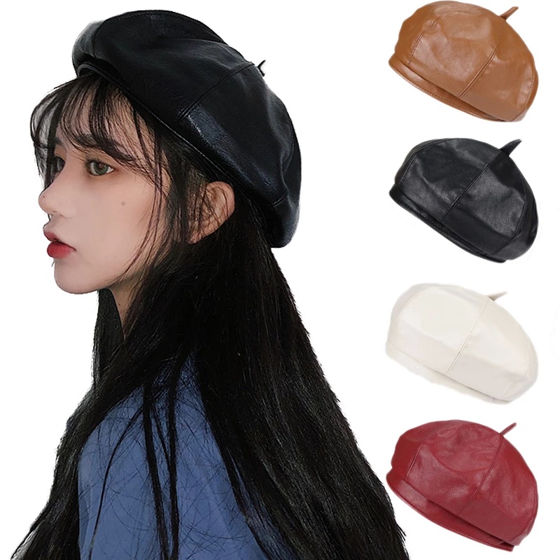 Mũ Beret Da Pu Phong Cách Pháp Cổ Điển Thời Trang Cho Nữ