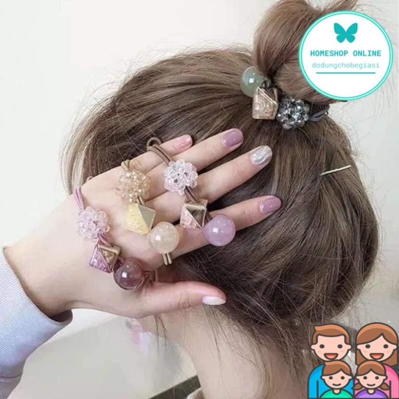 Sét 20 Dây Buộc Tóc Siêu Xinh Túi Trong Suốt Bấm Khoá Hót Hít
