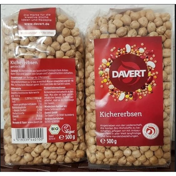 Hạt đậu gà hữu cơ Davert 500g (Đậu Hạt Hữu Cơ) (organic)