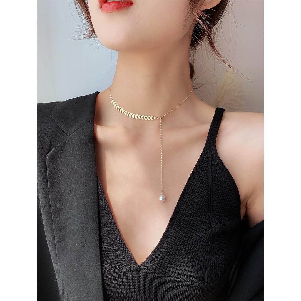 Dây Chuyền Vòng Cổ Hình Chiếc Lá Phong Cách Hàn Quốc Thanh Lịch Sang Trọng Mainia Shop
