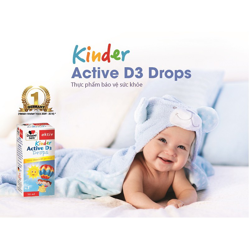 KINDER ACTIVE D3 DROPS [Chai 30ml] - Siro bổ sung Vitamin D3 cho trẻ sơ sinh [doppelherz / doppel herz / sterogyl]