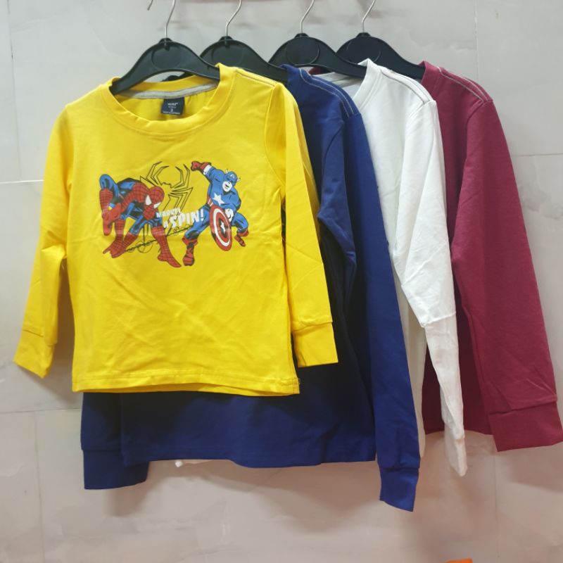 Áo bé trai tay dài in siêu nhân bo tay 12- 35kg(vải dày đẹp)