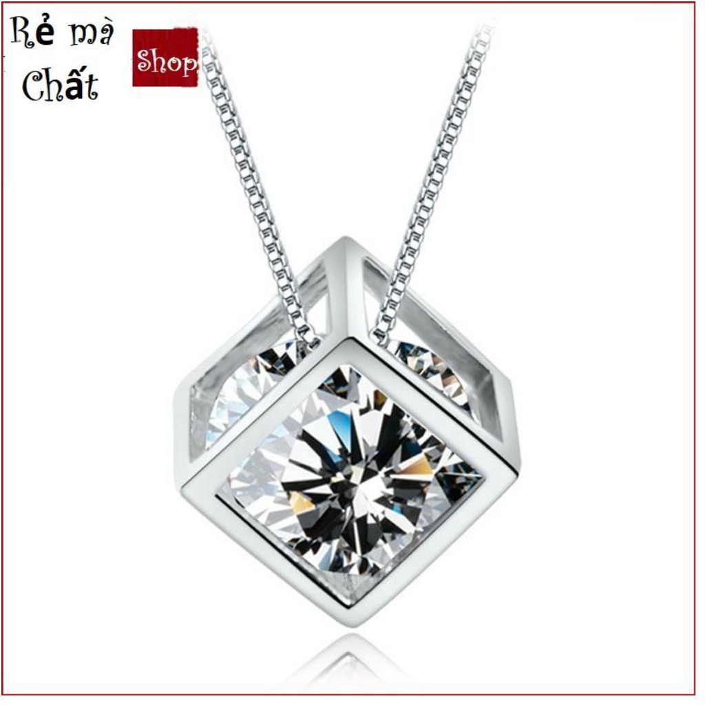 Dây Chuyền Bạc S925 Hình Vuông Zircon LOVE MAGIC Phong Cách Hàn DCBACLOVEMAGIC