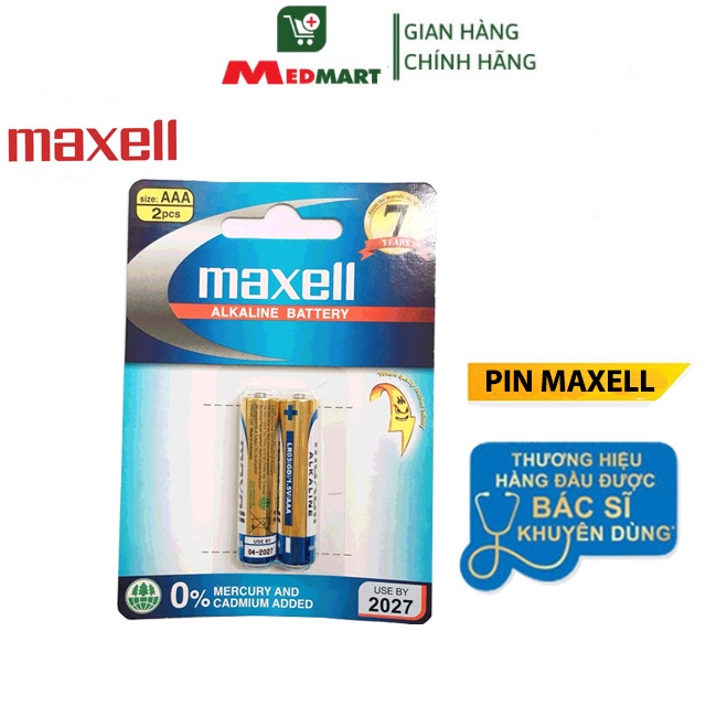 Pin Cao Cấp Maxell Vỉ 2 Viên, Dùng Cho Máy Đo Huyết Áp, Chính Hãng Nhật Bản - Medmart