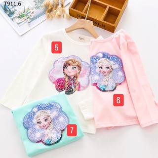 Áo phông dài tay bé gái biến hình elsa