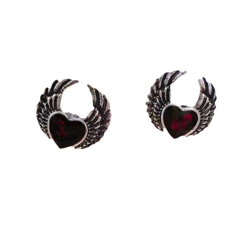1 Đôi Bông Tai Hình Trái Tim Đỏ Phong Cách Gothic Thời Trang Cho Nữ