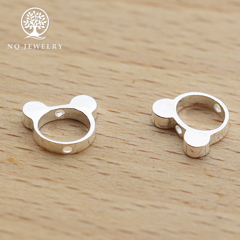 Charm bạc con mèo xỏ ngang 8x9.5mm - NQ Jewelry