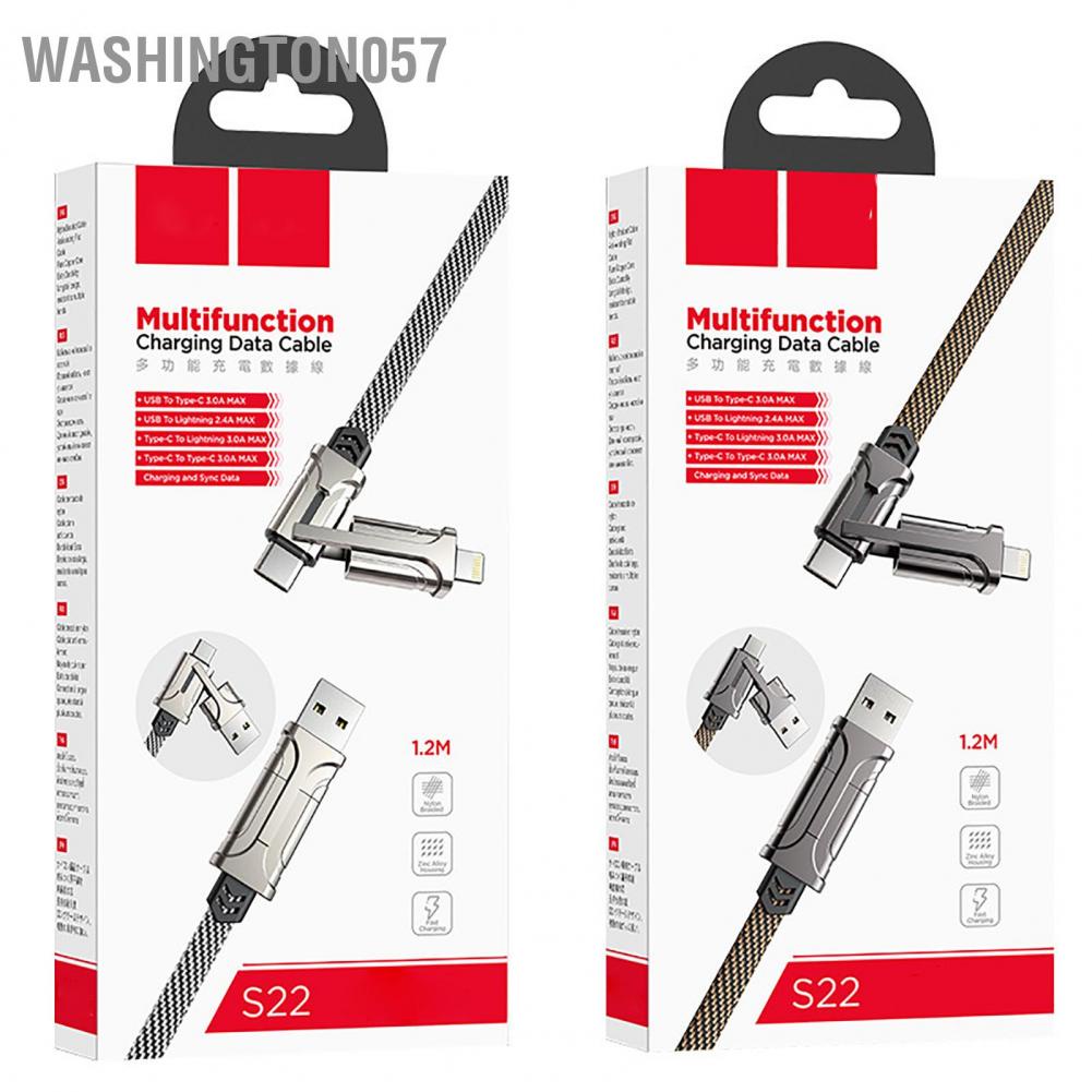 Có thể bán buôn Cáp dữ liệu sạc S22 4 trong 1 Loại C PD Sạc nhanh 60W đa chức năng cho iOS dành Android Washington057 Hàng giao ngay