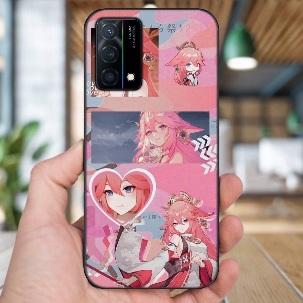 Ốp lưng Oppo K9 viền đen in hình Yae Miko Genshin Impact