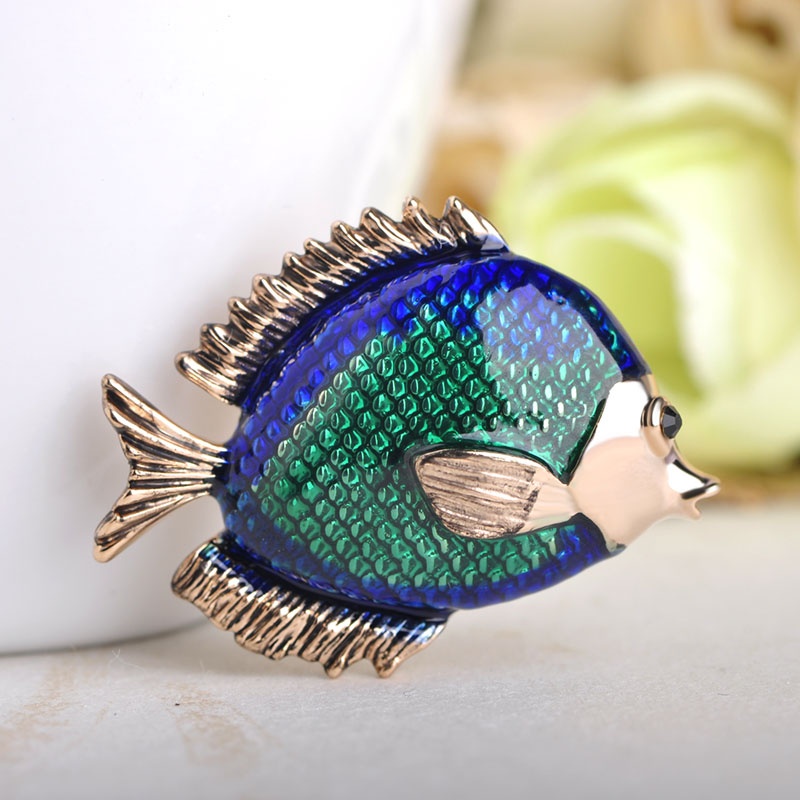 Ghim Cài Áo Hình Cá Biển Đính Đá Thời Trang Cho Nữ