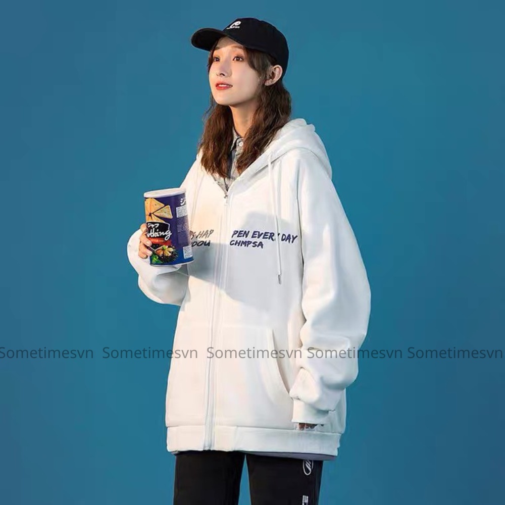 Áo khoác - hoodie zip khóa kéo EveryDayKNN46 nam nữ có mũ form rộng nỉ bông dày đẹp nhiều mẫu phong cách unisex mùa đông
