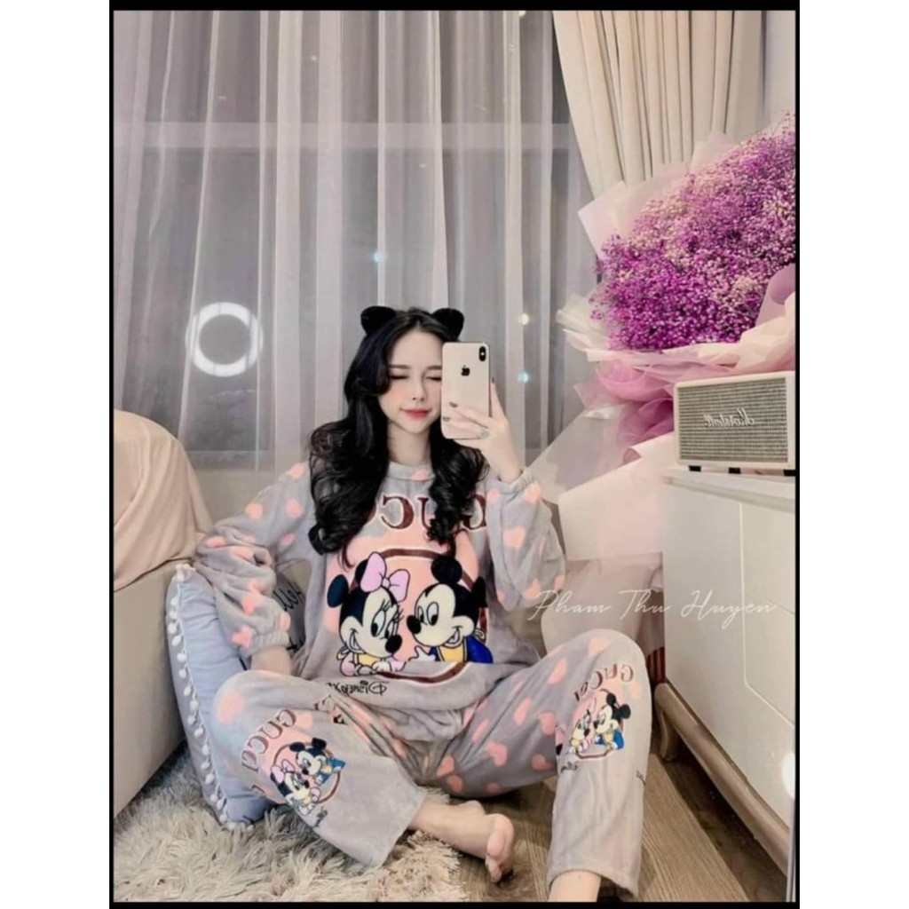 Bộ ngủ Lông mặc nhà Cao Cấp, siêu ấm, siêu dày nhiều hình dễ thương.