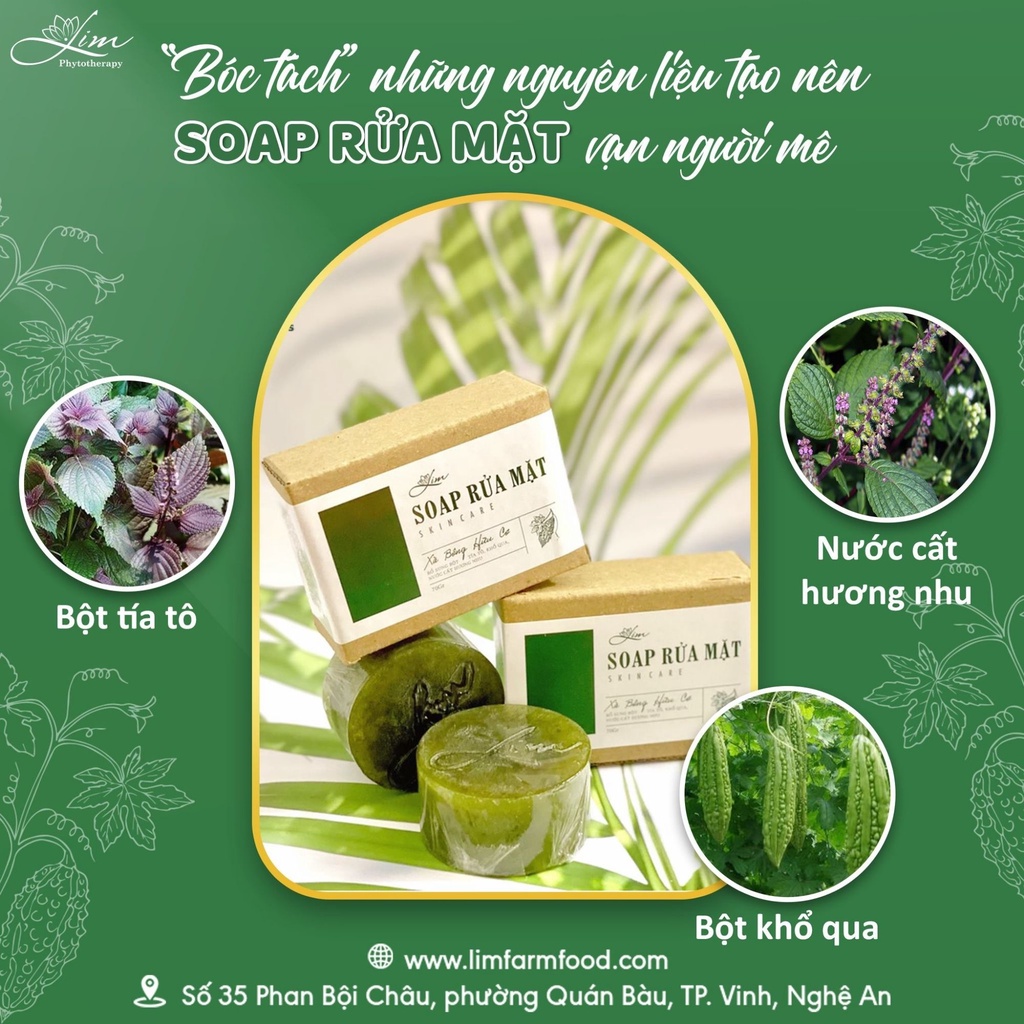 Soap Xà Bông Cục Handmade Rửa Mặt Lim Nghệ Mướp Đắng , Xà Phòng Handmade Giảm Mụn Lưng Thâm Mông Nách