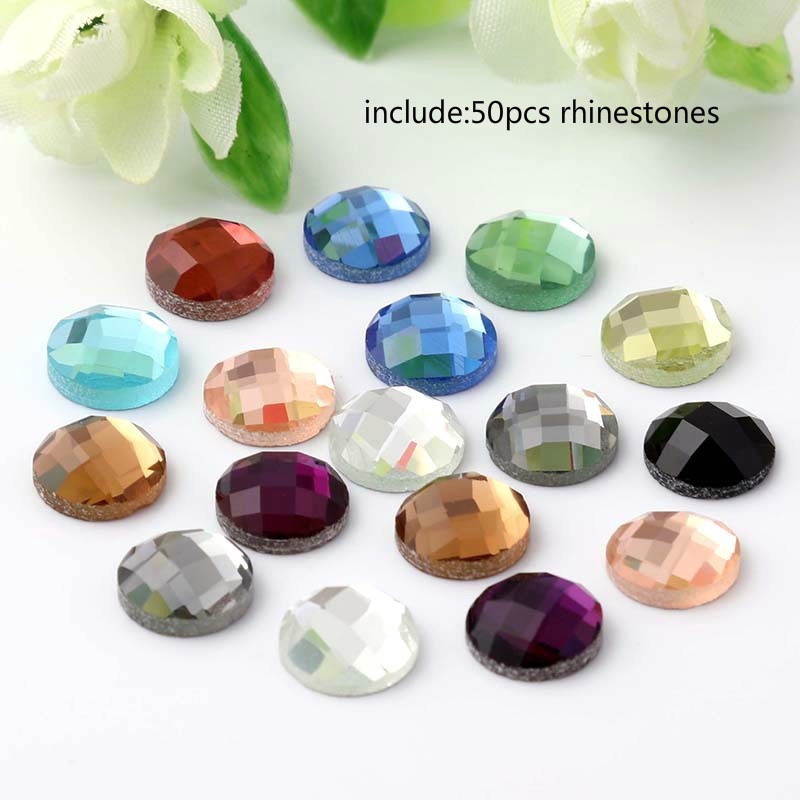 Set 50 Viên Đá Thủy Tinh Tròn 6mm Lấp Lánh Trang Trí Điện Thoại