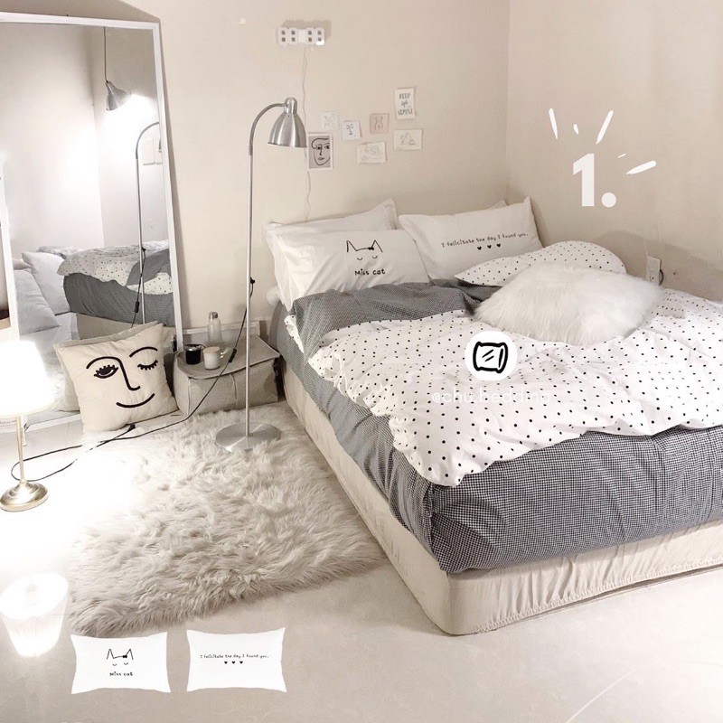 Bộ chăn ga gối cotton 100% hoạ tiết