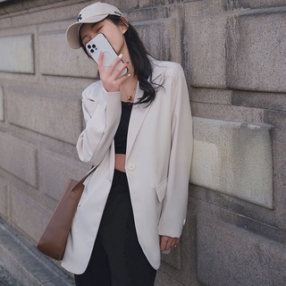 Aó khoác blazer nữ dáng rộng thiết kế hai lớp dày dặn