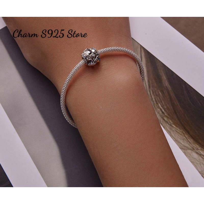 CHARM HOẠ TIẾT HOA VÀ CHIM XANH BẠC S925 CAO CẤP CHÍNH HÃNG