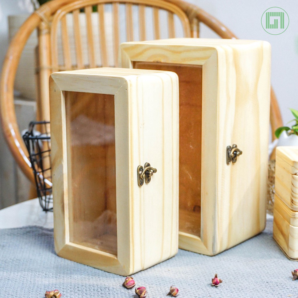 Hộp gỗ chữ nhật nắp kính mica - Hộp gỗ quà tặng - Goc Garden | BigBuy360 - bigbuy360.vn