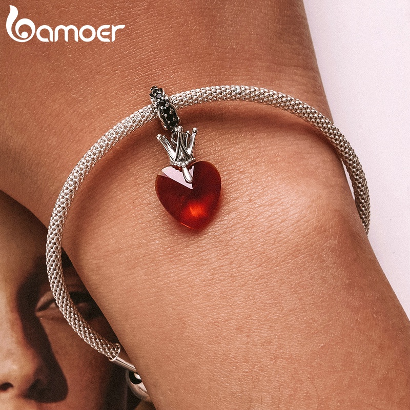 Mặt dây chuyền Bamoer bạc 925 hình vương miện đính đá zircon