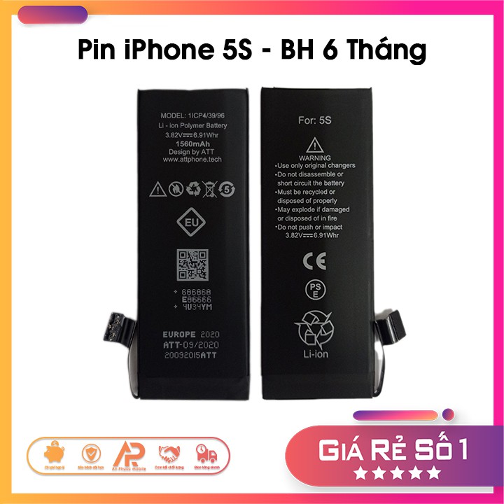 Pin iPhone 5S EU Zin - Pin dung lượng cao cho iPhone - BH 6 Tháng