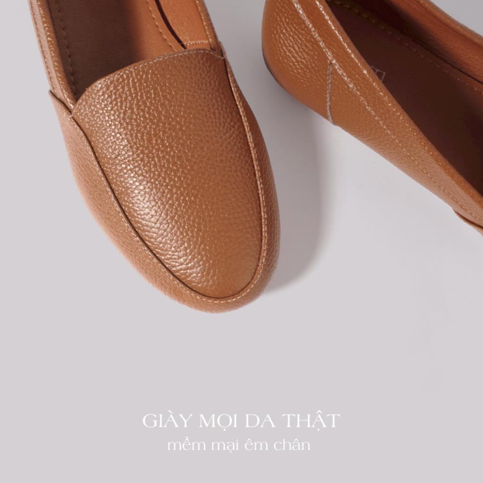 Giày Mọi Nữ JOTI Daisy 3288VN0 - Mũi Tròn Bít Gót Đế Thấp Cao Bệt Da Thật - Mang Du Lịch Dạo Phố VN