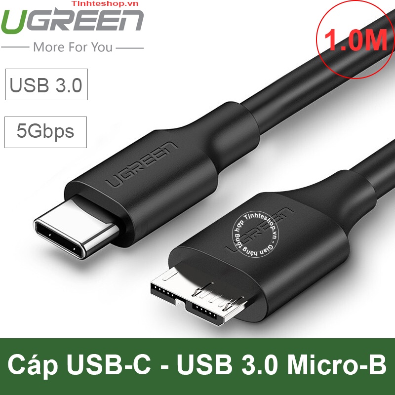 Cáp USB Type C sang Micro ubs 3.0 5Gbps dài 1m UGREEN 20103 màu đen US312 Chính hãng